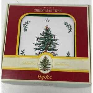 Spode Christmas Tree Wood Frame Tile Trivet 8" x 8" In Original Box